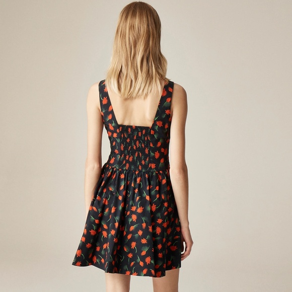 New J.CREW Fit and Flare Mini Dress Painted Daisy Print Black Multi $148 CK810 - Picture 5 of 5